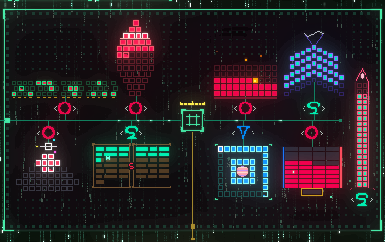 The Daemons tab: a chip with nine lots, each filling with cells of currency